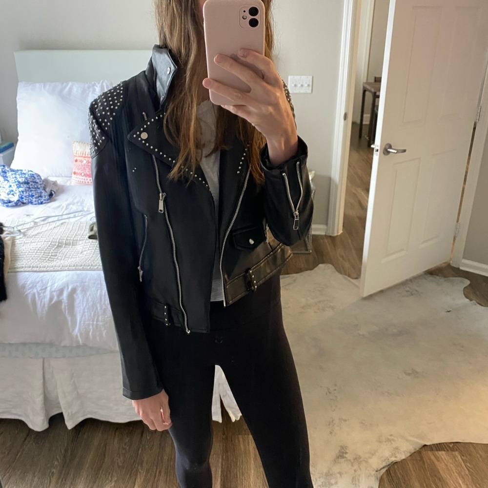 Black studded leather jacket